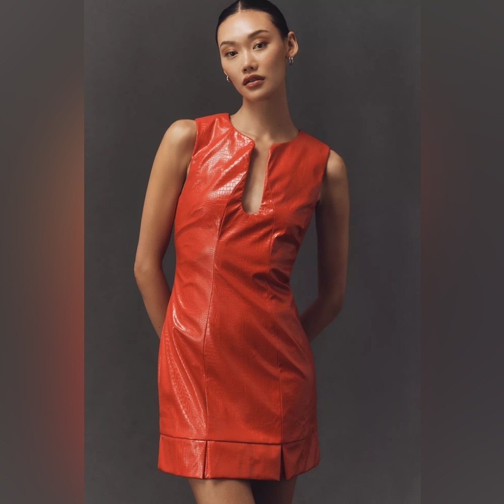 Siempre x Anthropologie Sleeveless Faux Leather Mini Dress